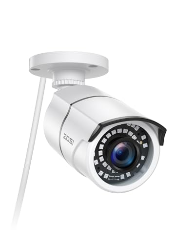 Image of ZOSI ZG2615E 5MP POE Security Waterproof Bullet Camera with Night Vision for Outdoor Indoor Power Over Ethernet Surveillance System (Only work with ZOSI PoE NVR, Model: ZR16DK, ZR08EN, ZR08DN, ZR08PN)