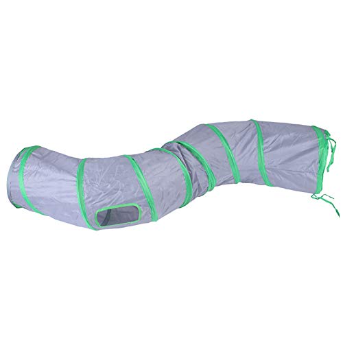 Image of iCAGY Cat Tunnel for Indoor Cats Interactive, Rabbit Tunnel Toys, Pet Toys Play Tunnels for Cats Kittens Rabbits Puppies Crinkle Pop Up Gray 47 inch Shape S