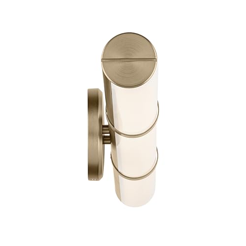 Image of Kichler Rosh 32 inch LED Bathroom Vanity Light Fixture with White Glass, Large Modern Minimalist Bath Bar in Champagne Bronze for Mirror Lighting (32 inch W x 5 inch H), 55189CPZLED