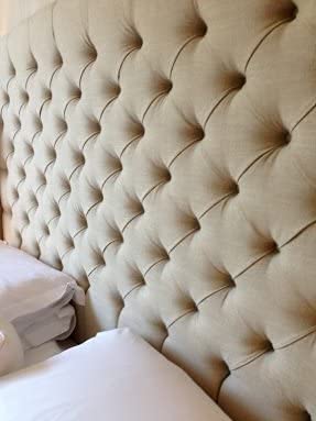 mm08enn NEW LUXURY CHESTERFIELD EXTRA TALL HEADBOARD IN LINEN/TURIN FABRIC IN 44" HEIGHT (4ft small Double, Navy Blue)