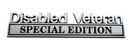 Image of 2pcs Disabled Veteran Special Edition Emblem Car Decal, Warrior Soldier 3D Sticker, Disabled Veteran Special Edition Letters Car Badges, Accessories (Chrome Black)