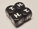 4X Heads & Tails 6 Sided Black Dice with Numbers/Great for Pokemon TCG! / 16mm d6