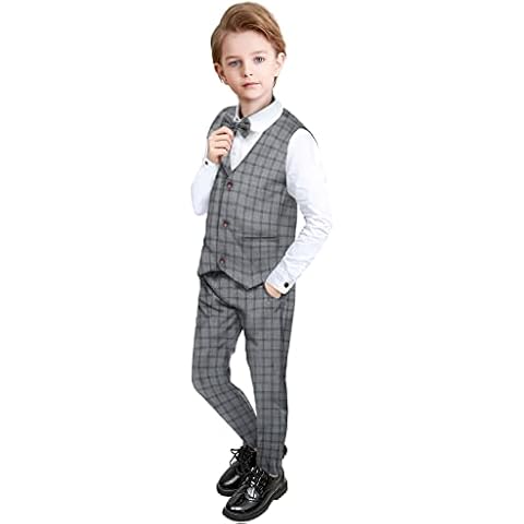Yilaku Trajes para niños Blazer Formal Conjunto de Esmoquin de Ajuste clásico Cover