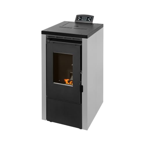 EIDER BIOMASA Estufa de Pellets VEGA 7 – 7,1 kW – Compacta – Rendimiento 94% – Hasta 175 m³ – Tolva 13 kg – Programable WiFi y Mando – Encendido Rápido – Clase A++