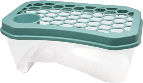 Brfveob 亀水槽プラスチック,爬虫類繁殖ボックス,カメ用水槽 大きい カメ 水槽 亀の水槽 亀 脱出防止 フェンス付き 飼育ケース ボックス タートルタンク 日向ぼっこ台 ミドリガメ クサガメ スッポン 観察 排水孔 階段 エサ皿 (B,40*23*