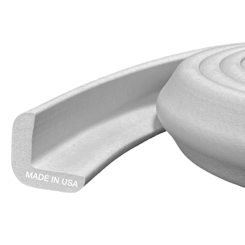 Kidkusion Baby Proof Edge Guards for Safety | Made in The USA | 12 Feet | Soft Gray | Edge Protectors for Furniture, Tables, Fireplaces | Heavy Duty Tape Included