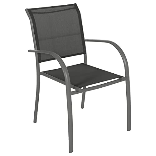 Hespéride HES-139828 Fauteuil empilable Piazza Anthracite/Graphite, Aluminium traité époxy, Taille Unique