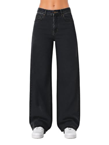 Image of Women's High Rise Wide Leg Denim Jeans | Stretchable Casual Blue Jeans for Women | Classic 5 Pocket Style | Comfortable Everyday Wear