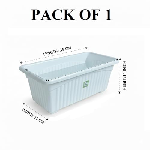 Image of Plastic Window Planters | Garden Planting Pots | Flower Plant Pots for Home Garden & Balcony | Flower Planters for Balcony and Terrace Gardens | Pack of 5 (White)