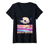 Photo Gallery donna souvenir surf retrò a boca raton florida maglietta con collo a v Photo Gallery donna souvenir surf retrò a boca raton florida maglietta con collo a v