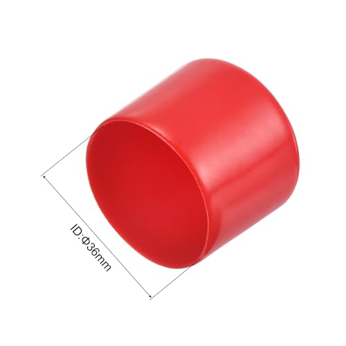 Image of uxcell 4pcs Rubber End Caps 1 7 /16 inch(36mm) ID Vinyl Round End Cap Cover Screw Thread Protectors Red, 30mm Height