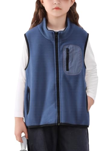 Happy Cherry Boys Girls Winter Warm Polar Fleece Vest Lightweight Stand Collar Gilet Full Zip Up Sleeveless Jacket 3-12Y