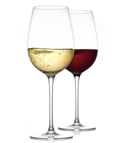 Image of Premium Wine Glasses 450ml, Set of 2 Long Wine, Burgundy Clear Glasses with Stem for Wedding Anniversary, Birthday, Gift (RKT-02, Set of 2)