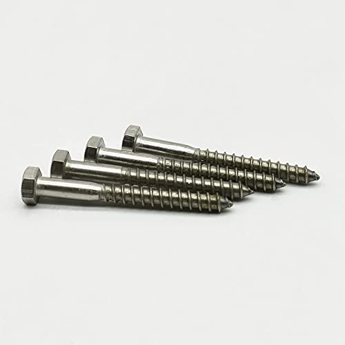 Image of 5 /16 inchx 4 inch Stainless Steel Hex Lag Bolts /Lag Screws, 18-8 / A2,(10 Piece). by SANTIE
