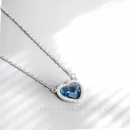 Mom Gifts Titanic Ocean Heart Sterling Silver Necklace - Perfect Mother's Day Birthday Gift for Mom4