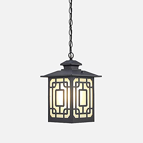 Lustre externe étanche E27 avec suspension en verre dépoli et plafonnier suspendu antirouille