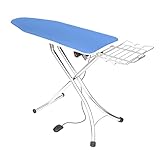 Planche à repasser professionnelle en métal chromé à usage domestique, robuste, stable et conçue pour durer, pour un repassage rapide, confortable et efficace.