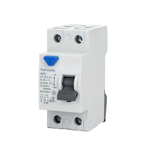 Disyuntor diferencial 2P, 25A, 30mA, para AC, color gris. Protege tus instalaciones eléctricas de fugas y cortocircuitos, garantizando la seguridad en tu hogar o negocio de manera eficaz.