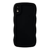 Caseative for iPhone Xr Case, Solid Color Curly Wave Frame Soft Compatible with iPhone Case (Black,iPhone Xr)