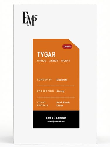 Image of EM5 Tygar Perfume for Men | Citrus Amber Fresh Spicy Fragrance | Eau de Parfum Spray | Luxury Gift for Him