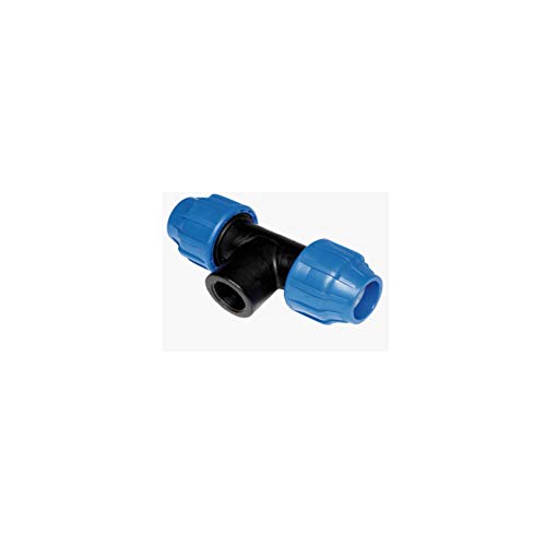  RACCORDO A TEE T IN PP 2 LATI 40X1.1/4 FEMMINA GIUNTO TUBO POLIETILENE PLASTICA