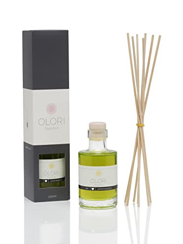 OLORI International Duftöl lemongras i diffuser mit stäbchen i raumduft mit ätherischen Ölen i frisch fruchtig spritzig i 100 ml
