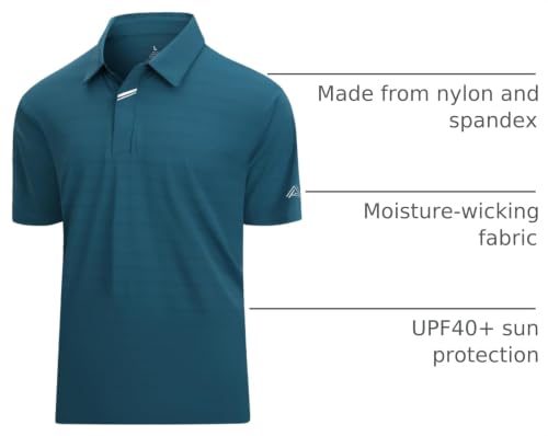 Image of Damipow Premium Golf Shirts for Men Dry Fit Performance Polo Short Sleeve Collared Shirt