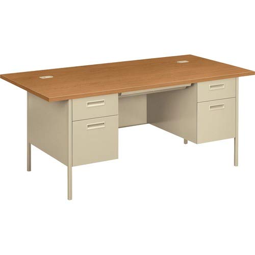 HON Metro Classic Double-Pedestal Desk, Harvest/Putty