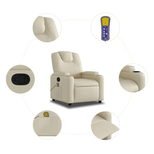 Gecheer Massagesessel mit Relaxfunktion, Kunstleder, Creme, Sessel Wohnzimmer Fernsehsessel Liegesessel für Entspannung Homeoffice Leseecke3205980 – Bild 7