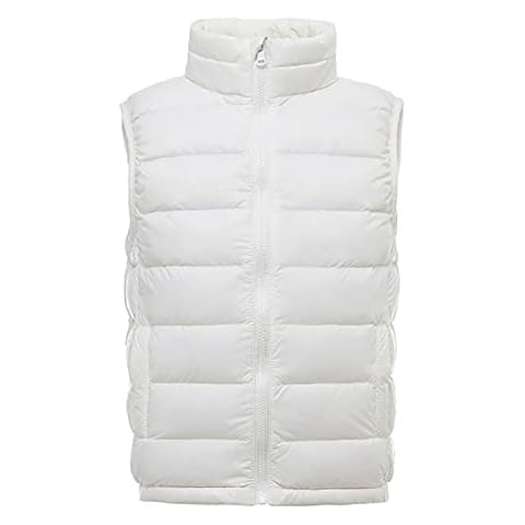 Kids Down Vest Boys Girls Lightweight Padded Gilet Sleeveless Puffer Jacket Quilted Coat Outerwear Bodywarmers White 140 Cover