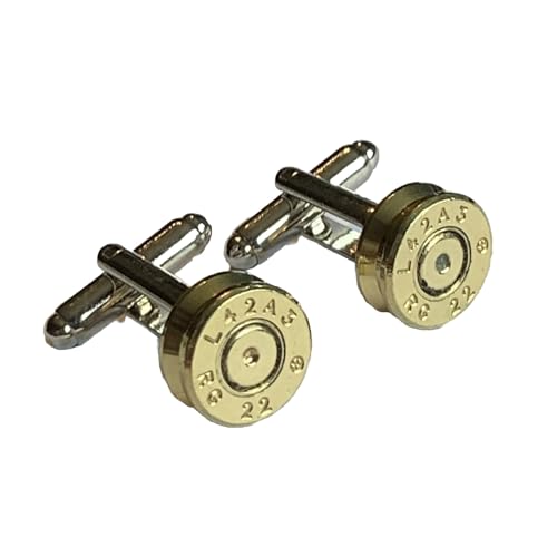 Gold 7.62 Nato Brass Bullet Cufflinks with Velvet Presentation Gift Bag - Handmade in The UK