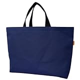 [エコライフ] A3 横型 エコバッグ マチ10cm 16.5L 日本製 想定重量5kg 弱撥水 帆布 8号 (55cm 30mm巾, 2 ネイビー ブルー)