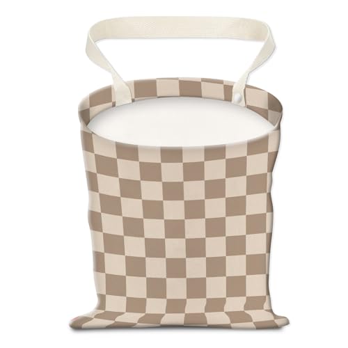 Image of Car Trash Can, Hanging Garbage Bin for Men and Women, Cute Car Organizer and Storage Bag, Canvas Vehicle Trash Can Bag Easy-to-Install Cute Checkboard