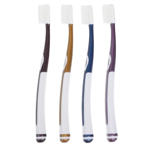 GLEAVI Set da 4 Spazzolini da Denti per Adulti in Silicone Nano Setole Morbide Ergonomici e Resistenti per Uso Domestico e Viaggi Colori Assortiti