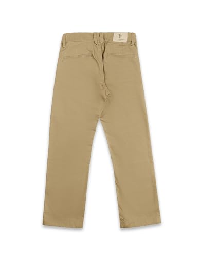 Image of U.S. Polo ASSN. Kids Trousers for Boys - Cotton Stretch Fabric, Mid-Rise Waist, Twill Weave Casual Trousers for Boys
