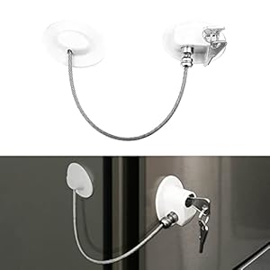 LACKINGONE Blocco del Frigorifero, Blocco del Frigorifero con Chiavi, Blocco del congelatore antiruggine con Strong 3M(Bianco, Ellittico)