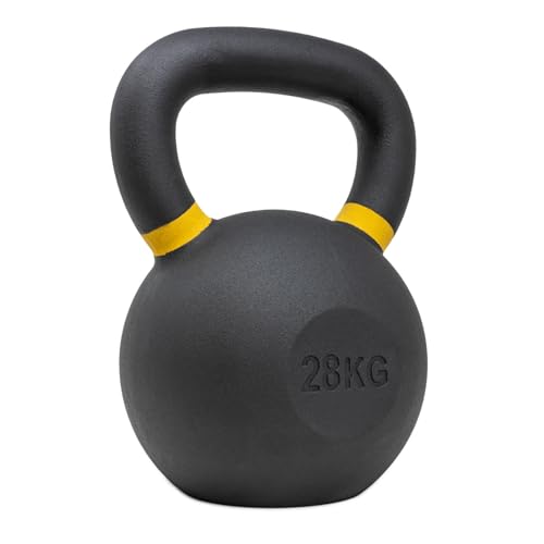 Strength Shop Kettlebell Palestra in ghisa con Manico ergonomico (4kg-64kg), Kettlebell Crossfit Resistente & Durevole con Rivestimento Nero e marcatura Colorata, Ideale per Total Body.