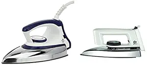 Bajaj Majesty DX 11 1000-Watt Dry Iron (Blue/White) & Popular 1000-Watt Light Weight Dry Iron (White) Combo