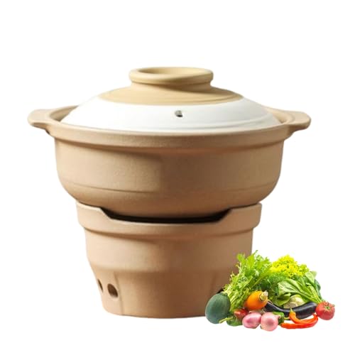 Olla de arcilla para cocinar, cacerola japonesa con tapa, cuenco de cocina resistente al calor para sopas y guisos, utensilios de cocina duraderos de 1,8 L
