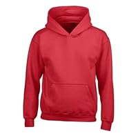FAIRY BOUTIQUE® Kids Unisex Plain Fleece Pullover Hoodie - Boys Girls Hooded Top Sweatshirt With Kangaroo Pocket (Red, 9-10 Years)