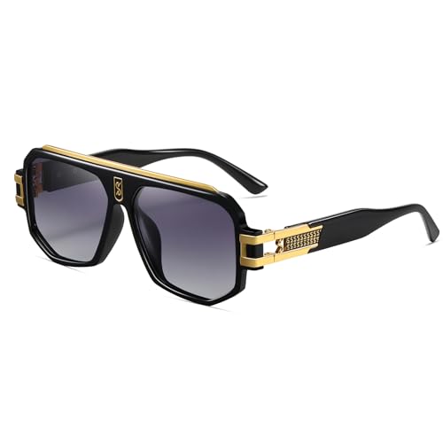 Image of Retro Polarized Pilot Sunglasses Men Women Vintage Square Metal Designer Style 80s Shades Eyewear