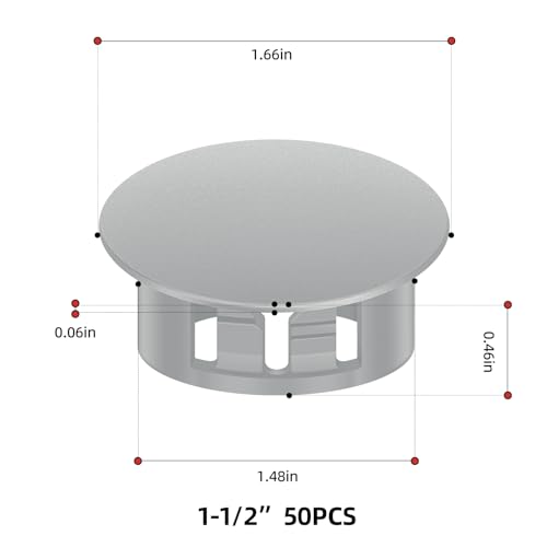 Image of 50PCS 1-1 /2 inch Grey Plastic Plugs Hole, Round PA66 Plug Furniture Hole Decorative Cover