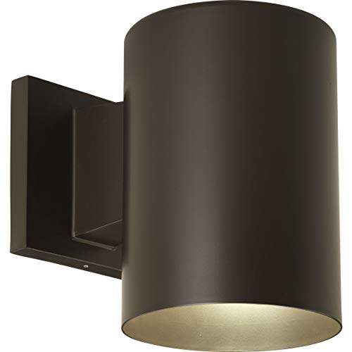 Image of Progress Lighting 5-Inch Cylinder Outdoor Wall Sconce, 1-Light Modern Wall Mount Light, Interior and Exterior Lighting for Home or Porch, Aluminum Construction, Antique Bronze (P5674-20)