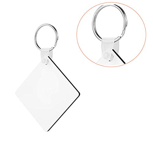 Image of Fbaby 10pcs DIY Sublimation Double-Sided Heat Transfer Keychain Blanks Wooden Hard Board Key Rings White Blank MDF Key Chain for Heat Press (Square)
