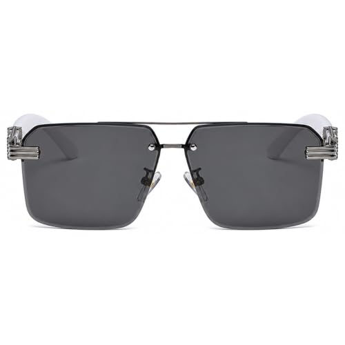 Image of Aviator Sunglasses for Men Women Half Frame Vintage Shades UV400