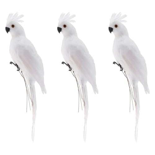 Loros artificiales de 35 cm de espuma y plumas decorativas para el césped 2