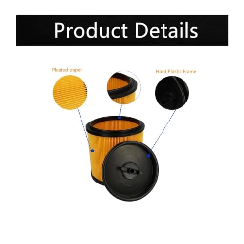 Filtro plisado para Parkside PNTS 23E de cartucho lavable compatible con aspiradora 5