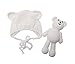 Matissa Costume Lavorato a Maglia all'Uncinetto per Neonato Fotografia Puntello Bambino Set Cappello e Bambola da Orso (Bianca)