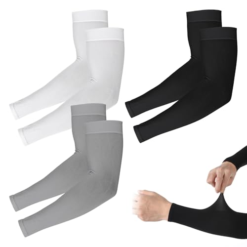 Mabor 3 pares de mangas de braço de proteção solar, mangas de compressão esportivas para homens e mu