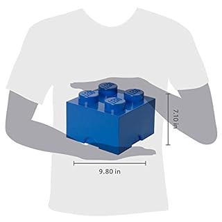LEGO Storage Brick 4 Knobs Blue - Stackable Plastic Storage Box with Lid for Kids and Adults Ideal Desk Organizer and Toy Box - 5.6L Capacity
